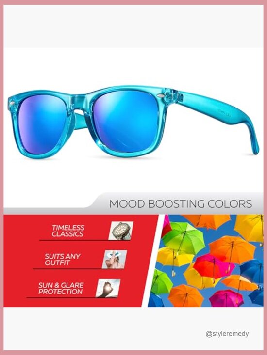 Translucent Frame Mirrored Lens UV400 Sunglasses Wayfarer Style main image 4
